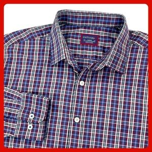UNTUCKit Millbrook Shirt Men's LARGE Maroon Blue Plaid Stretch Long Sleeve